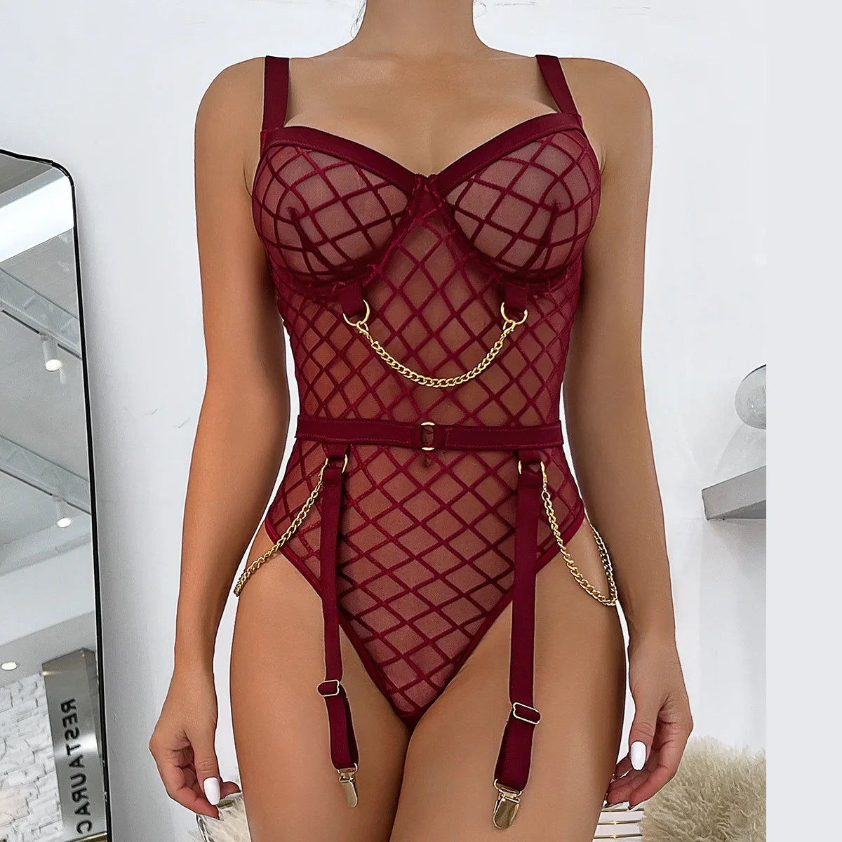 Ivy Plaid Bodysuit Sensual Lingerie